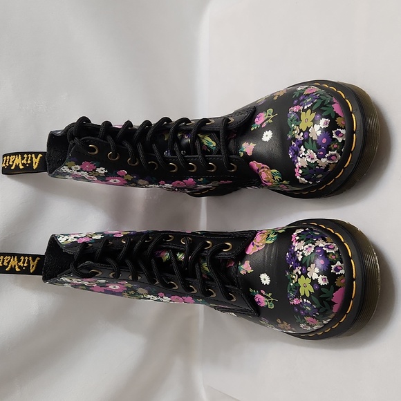 Dr. Martens 1460 Pascal Vintage Floral Leather Lace-up Black Boots (W Size 6) - Picture 6 of 12